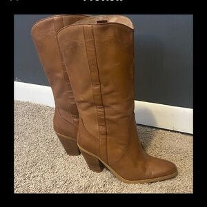 St Johns Bay Brown Leather Heeled Boots
